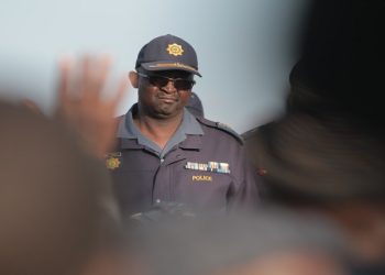 Gauteng police commissioner Lieutenant General Elias Mawela is seen during a protest in Kagiso.
