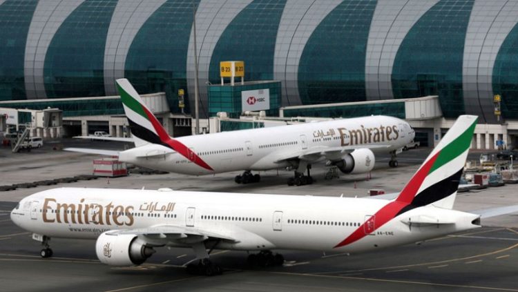 Emirates Airline Boeing 777-300ER planes are seen at Dubai International Airport in Dubai, United Arab Emirates, February 15, 2019.