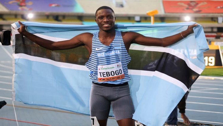 [File Image] 2021 World Athletics U20 Championships - Botswana's Letsile Tebogo celebrates after winning gold at the Men's 100 meters final - Kasarani Stadium, Nairobi, Kenya - August 19, 2021.