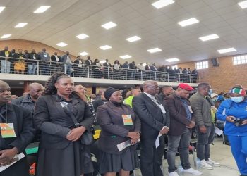 Mourners attend the memorial service of the late Collins Chabane Mayor, Moses Maluleke.
