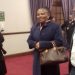 Suspended Public Protector Busisiwe Mkhwebane (centre) outside Committee Room M46