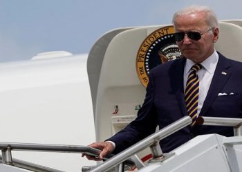US President Joe Biden walks from Air Force One as he arrives at Joint Base Charleston in South Carolina, US, August 10, 2022.
