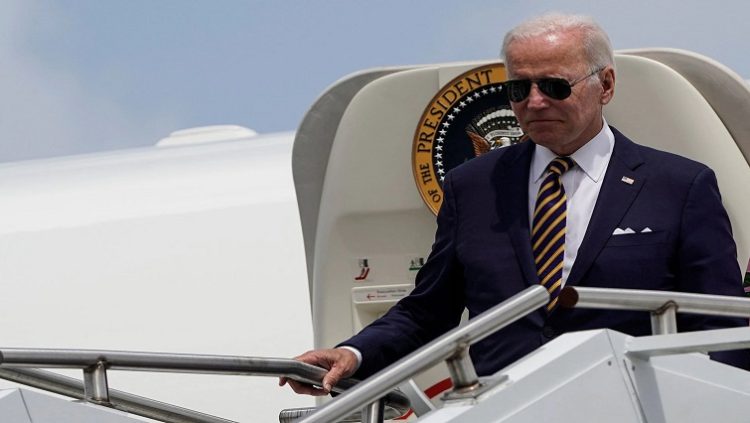 US President Joe Biden walks from Air Force One as he arrives at Joint Base Charleston in South Carolina, US, August 10, 2022.