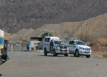 Police vans are seen around the Sefateng Chrome Mine near near Burgersfort in Limpopo as communities around the area embarked on a protest on 3 September, 2021.