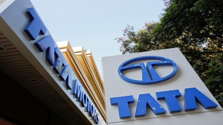Tata Motors logos are pictured outside their flagship showroom in Mumbai May 28, 2013. Picture taken May 28, 2013.