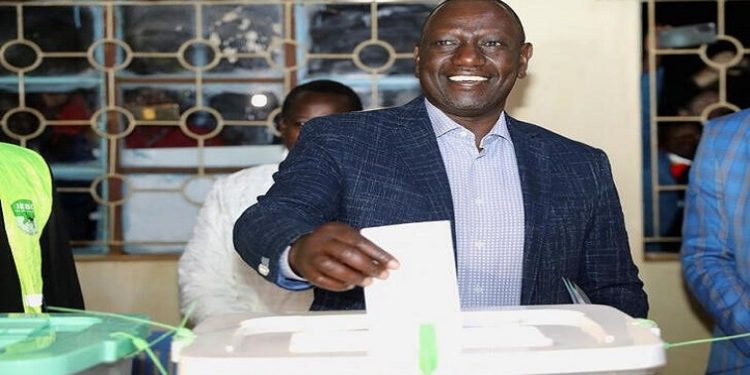William Ruto casts his vote during the general elections, at Kosachei Primary School, Kenya August 9, 2022.