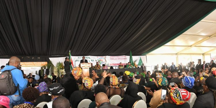 President 
Cyril Ramaphosa
 delivering the keynote address at the 2022 narional Women's Day held at the Silahla Sports Field in Richmond, KwaZulu-Natal.