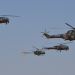 SAAF Museum helicopters flying at AAD airshow, Pretoria, South Africa, September 2022.