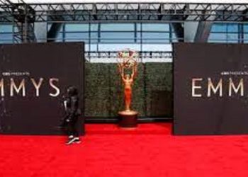 A person walks on the red carpet ahead of the 73rd Primetime Emmy Awards in Los Angeles, U.S., September 19, 2021.