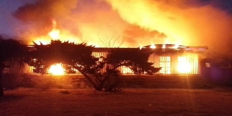 File image: Fire damage in seen at the Intuthuko Katleho Secondary School in Vrede.