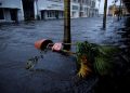 A flooded street is seen as Hurricane Ian makes landfall in Southwestern Florida, in Fort Myers, September 28