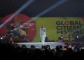 Oxlade performs at the Black Star square during the Global Citizen festival in Accra, Ghana September 25, 2022
