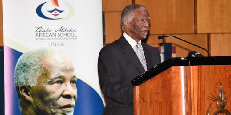 Former president Thabo Mbeki engaged with students and diplomats at the University of South Africa in Pretoria in September, 22, 2022.