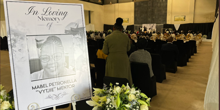 A picture of Vytjie Mentor at her funeral service.