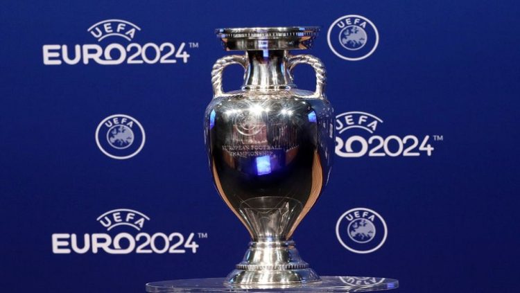 The UEFA European Championship trophy on display ahead of the announcement, Euro 2024 Host Announcement - Nyon, Switzerland - September 27, 2018.