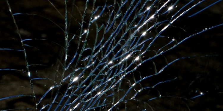 File Image: A picture of a shattered car windscreen.
