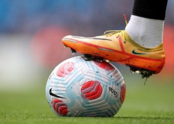 (File Image) A player has a soccer ball under his boots during a match.