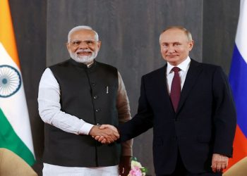 Russian President Vladimir Putin and Indian Prime Minister Narendra Modi attend a meeting on the sidelines of the Shanghai Cooperation Organization (SCO) summit in Samarkand, Uzbekistan September 16, 2022.