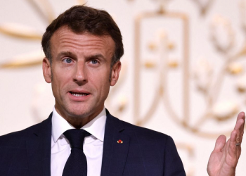French President Emmanuel Macron delivers a speech during a reception for France's prefects.