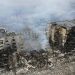 An aerial view shows a residential building destroyed by shelling in the settlement of Borodyanka in the Kyiv region, Ukraine, March 3, 2022.