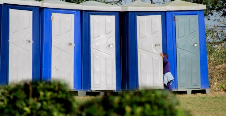 File Photo: Learner seen entering a mobile toilet  at a school