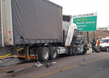The accident scene on the N1 bypass, near Mall of the North in Polokwane.