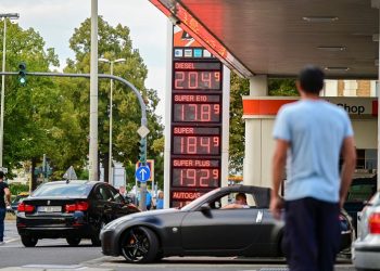 Petrol prices are displayed at a bft petrol station in Bonn, Germany, August 31, 2022.