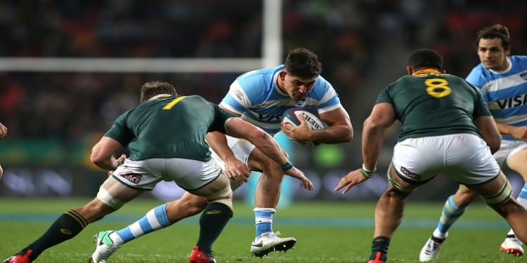 Pablo Matera of Argentina on the charge during the Rugby Championship match between South Africa and Argentina held at the Nelson Mandela Bay Stadium in Port Elizabeth