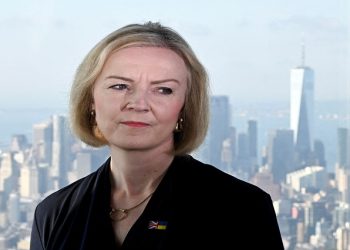 British Prime Minister Liz Truss looks on as she speaks to the media at the Empire State building in New York, US, September 20, 2022.
