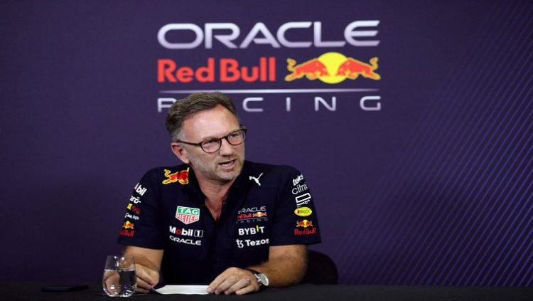 Red Bull team principal Christian Horner during a press conference.
