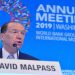 World Bank President David Malpass responds to a question from a reporter during an opening press conference at the IMF and World Bank's 2019 Annual Fall Meetings of finance ministers and bank governors, in Washington, U.S., October 17, 2019.