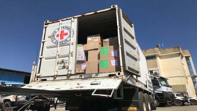 [File Photo] Medicine and relief supplies from the International Committee of the Red Cross (ICRC) and the Ethiopian Red Cross (ERCS) are seen loaded onto trucks at the ICRC logistics centre in Addis Ababa, Ethiopia November 19, 2020. Picture taken November 19, 2020.