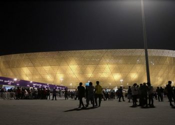 Lusail Stadium, Lusail, Qatar - September 9, 2022 General view outside the stadium before the match. The match is the first to take place at the stadium, which will host the World Cup 2022 final.