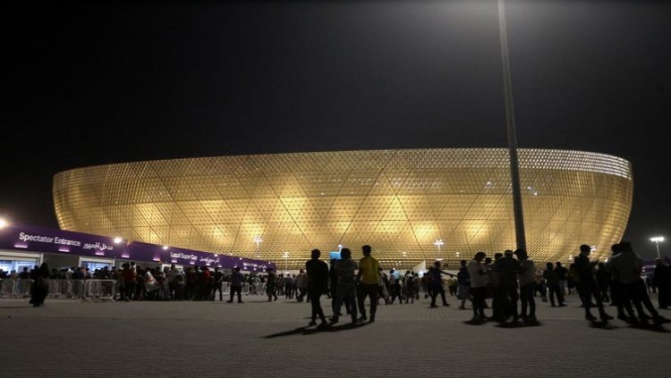 Lusail Stadium, Lusail, Qatar - September 9, 2022 General view outside the stadium before the match. The match is the first to take place at the stadium, which will host the World Cup 2022 final.