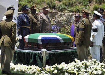 File Photo: The coffin of former South African President Nelson Mandela is prepared to be buried during his funeral ceremony in Qunu, Eastern Cape, December 15, 2013