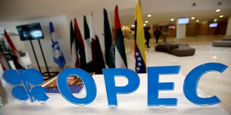 FILE PHOTO: The OPEC logo pictured ahead of an informal meeting between members of the Organization of the Petroleum Exporting Countries (OPEC) in Algiers, Algeria, September 28, 2016.