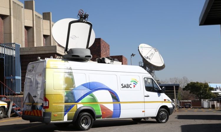 SABC outside broadcast satellite vehicle seen parked at its premises in Auckland Park