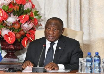President Cyril Ramaphosa speaks during Saharawi president's visit at the Union Buildings.