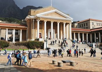 Students walking outside the University of Cape Town campus