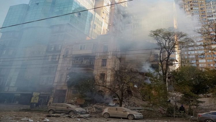 [File Image] A view shows a residential building destroyed by a Russian drone strike, which local authorities consider to be Iranian-made Shahed-136 unmanned aerial vehicles (UAVs), amid Russia's attack on Ukraine, in Kyiv, Ukraine October 17, 2022.