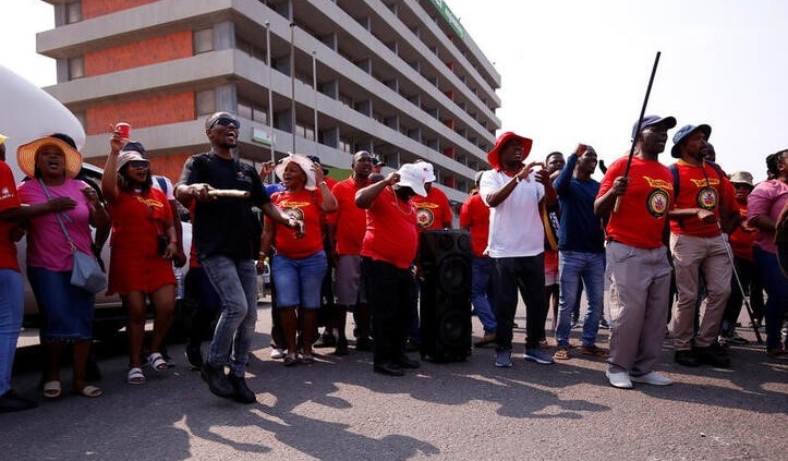 Transnet workers protest as a labour strike continues in Durban, South Africa, October 12, 2022