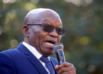 File image: Former President Jacob Zuma speaks to supporters after appearing at the High Court in Pietermaritzburg, South Africa, May 17, 2021.