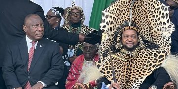 President Cyril Ramaphosa and AmaZulu King Misuzulu at the coronation ceremony in Durban