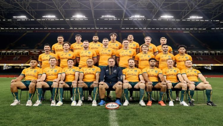 The Australian Rugby team which defeated Wales on Saturday.