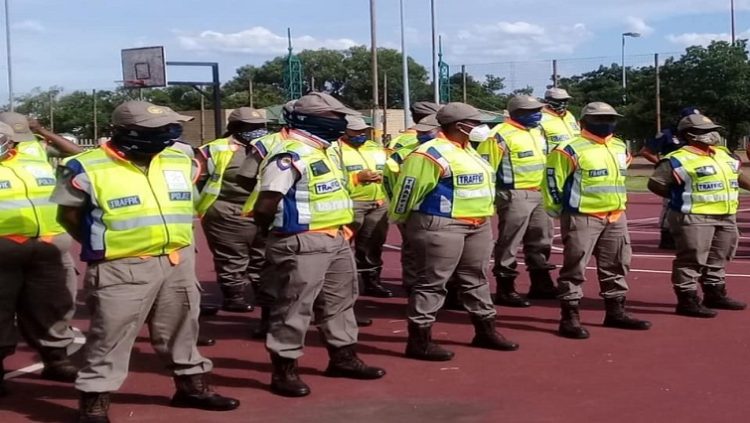 Traffic officers seen at a training ground.
