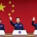 Astronauts Fei Junlong, Deng Qingming and Zhang Lu attend a news conference before the Shenzhou-15 spaceflight mission to build China's space station, at Jiuquan Satellite Launch Center, near Jiuquan, Gansu province, China November 28, 2022