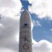Logos of ArianeGroup and the ESA (European Space Agency) are seen on a rocket model at the entrance of the International Astronautical Congress (IAC) space exploration conference in Paris, France, September 19, 2022.
