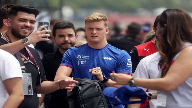 Haas' Mick Schumacher arrives ahead of the Brazilian Grand Prix.