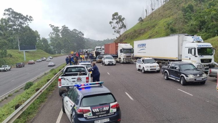 Vehicles are seen at the crash of a multi-vehicle pile-up on the N3 near the Marianhill Toll Plaza in KwaZulu-Natal on 01 November 2022.