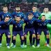 Croatia players pose for a team group photo before the match.